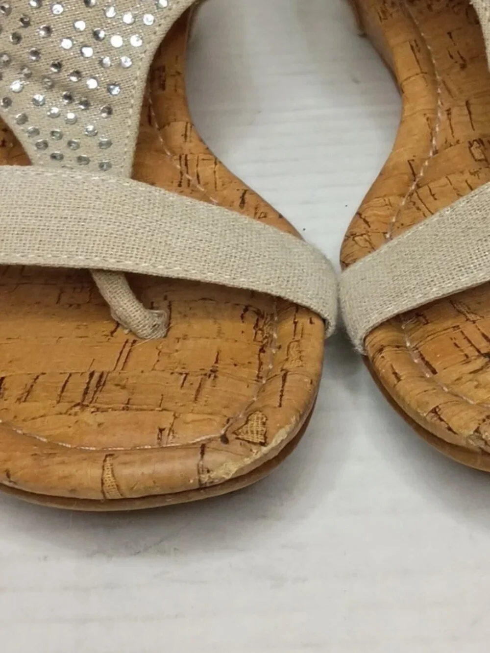 Rampage Sheryl Rhinestone Cork Wedge Sandals Women’s Size 6.5M